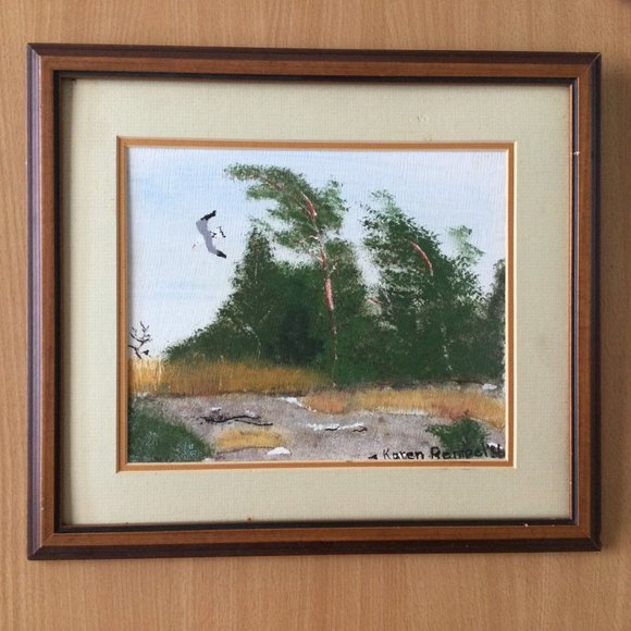Karen Rempel 86 oil painting Pancake island Georgian Bay small wooden frame - Picture 3 of 4